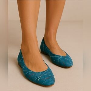 French Sole Flats Comfy Ballerina Slip On Suede Italy Size 8.5